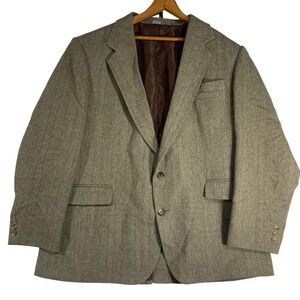 Haggar Mens‎ Herringbone Blazer Sport Coat Brown Vintage Made in USA